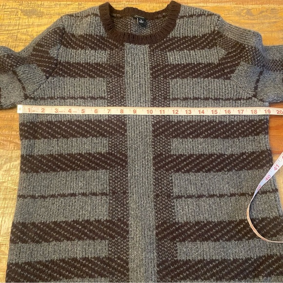 Ann Taylor Gray Striped Women's Sweater Rabbit Hair Alpaca Wool Blend Medium - Picture 6 of 9